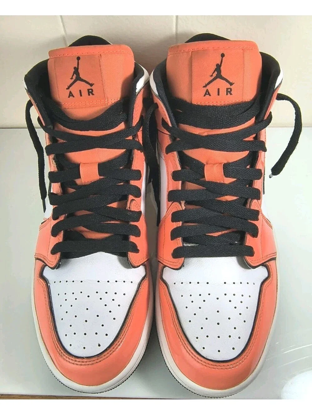 Men's Size 9.5 - Air Jordan 1 SE Mid Turf Orange Hig Top White Basketball Shoes